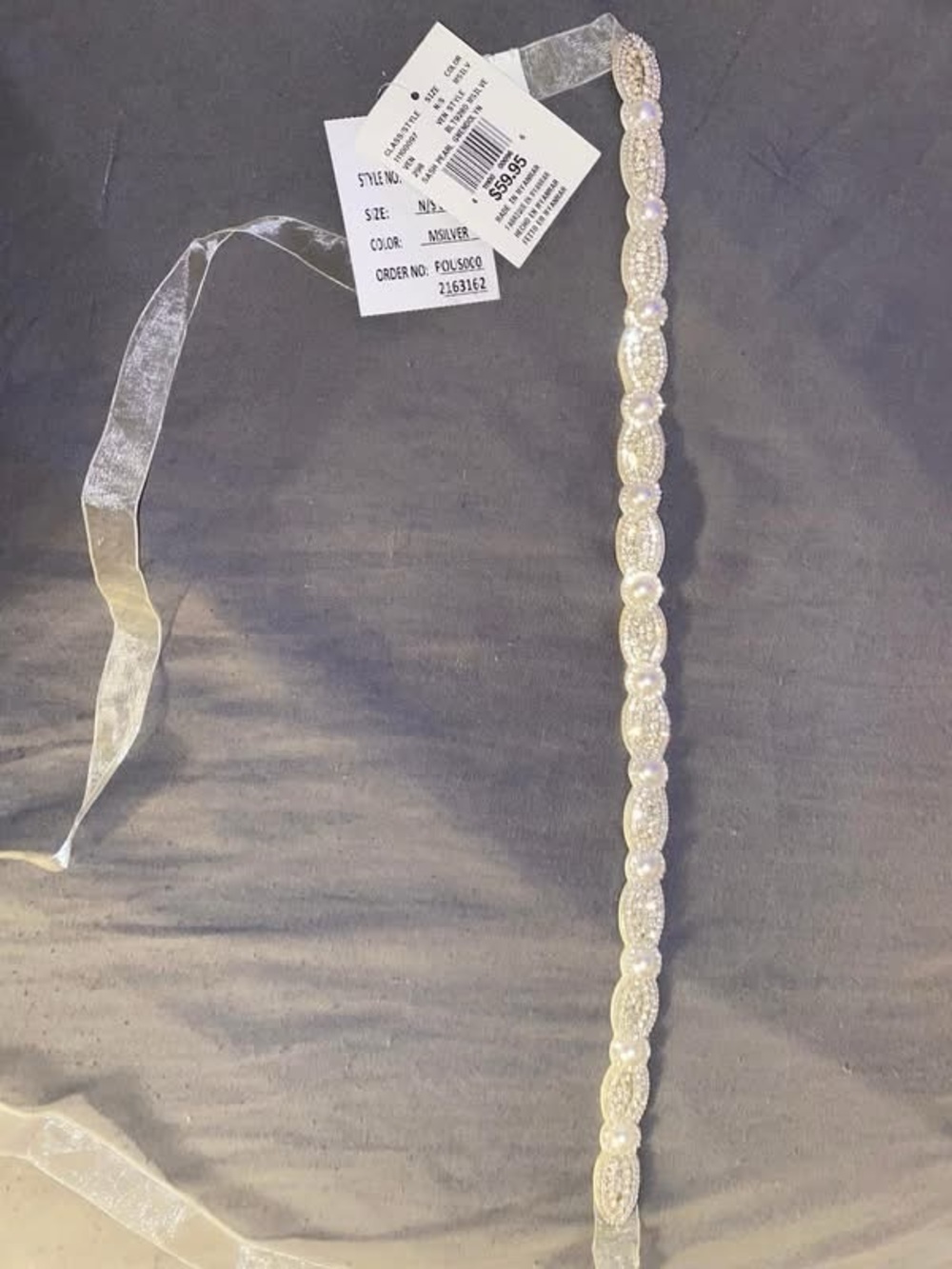 Beaded Pearl Accent Wedding Dress Belt - Ivory